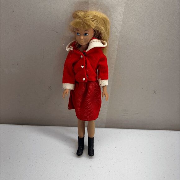 1964 Mattel Bendable Leg Blonde Skipper Original Box #1030 Red Outfit Black Boot - Picture 2 of 16